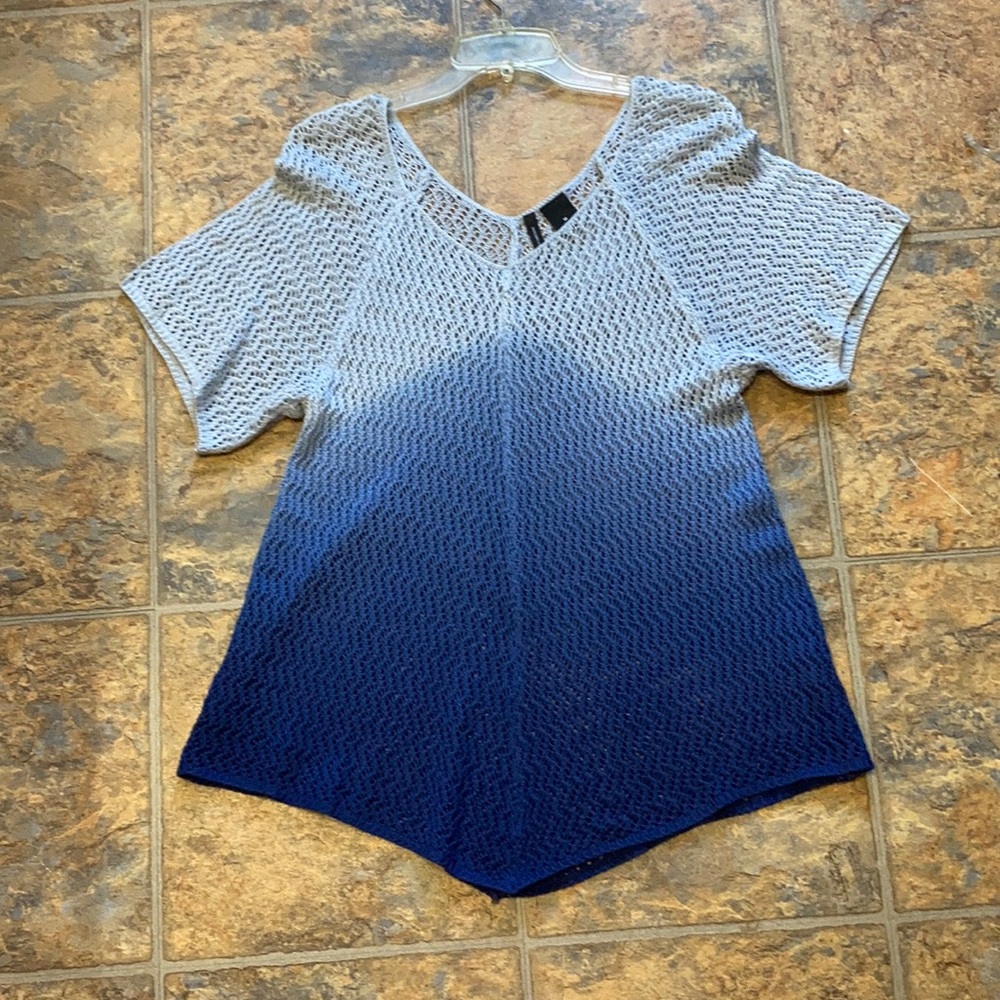 New directions blue crochet pullover sweater